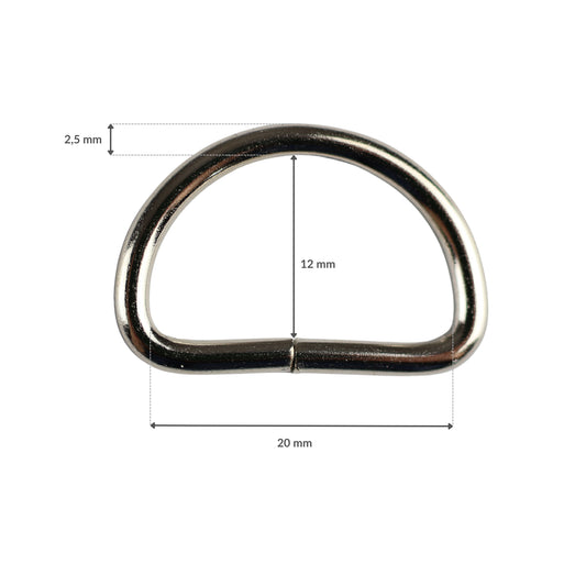 Półkole metalowe - 20/12/2,5 mm nikiel 1 szt.