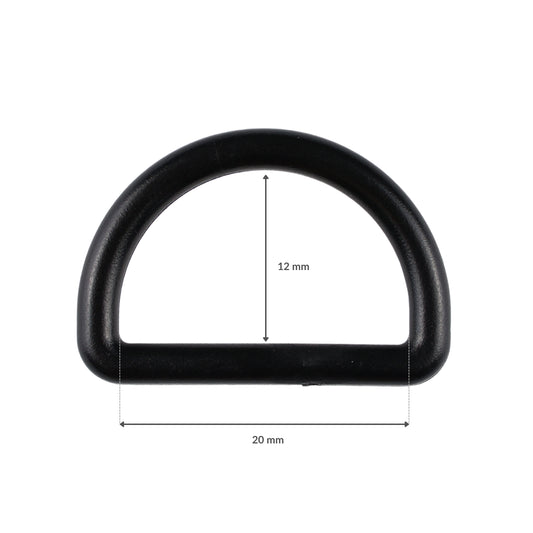 Półkole plastikowe - 20/12 mm czarne 1 szt.