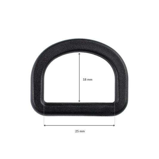 Półkole plastikowe - 25/18 mm czarne 1 szt.