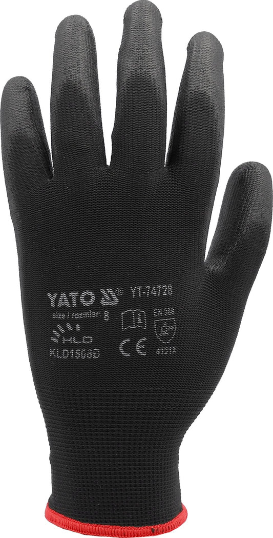 Yato Nylon/PU Arbeitshandschuhe - schwarz Größe 10