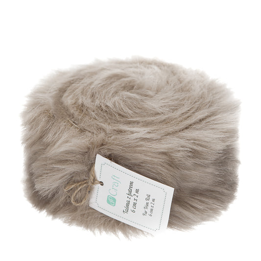 DpCraft faux fur trim on a roll - 6 cm/2 m beige