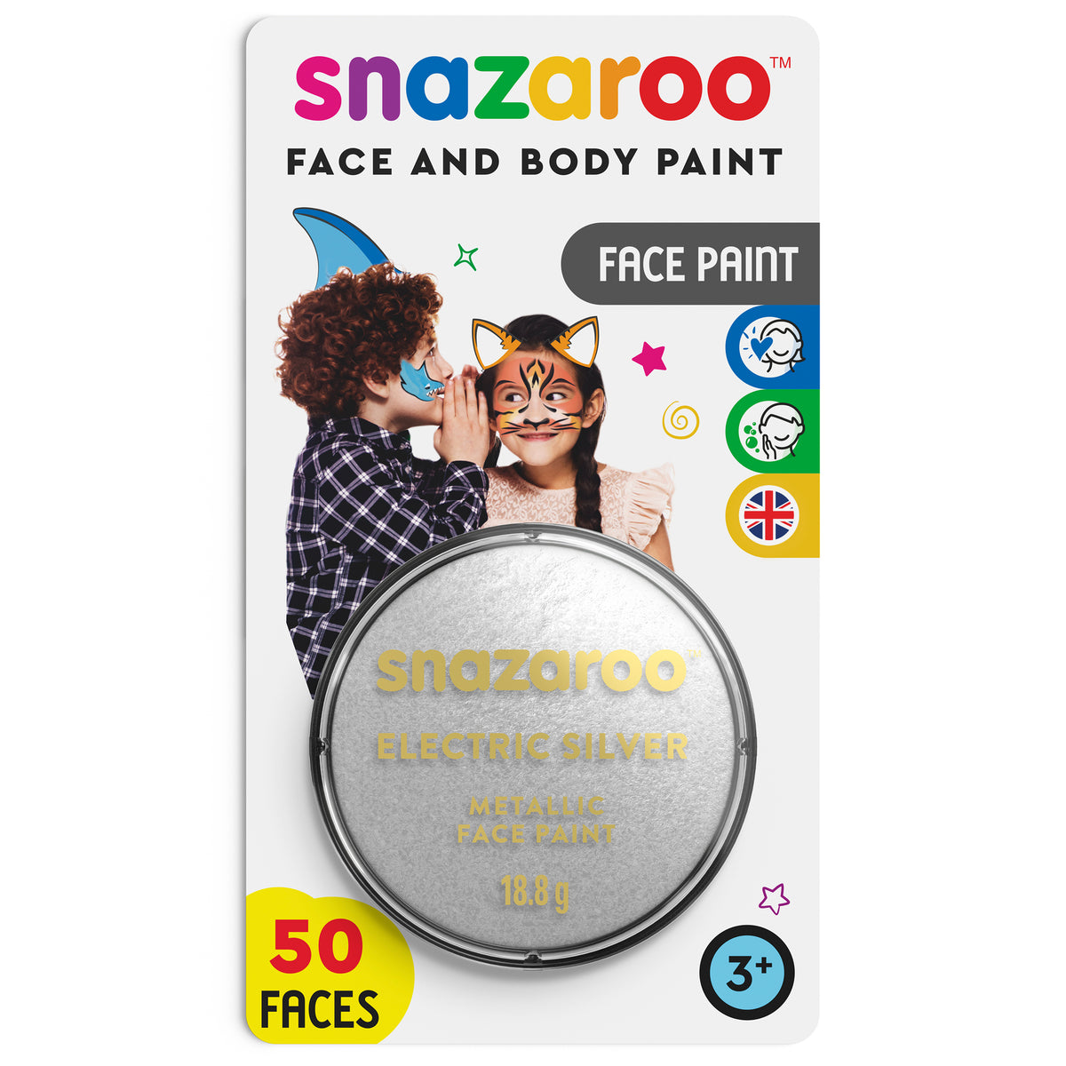 Snazaroo Metallic Körper- und Gesichtsschminke - Silber 18 ml