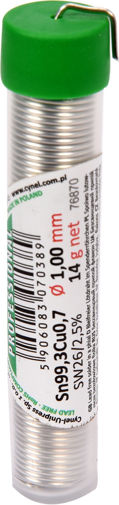 Cynel Unipress bleifreies Lötzinn - Röhrchen 1mm 14g