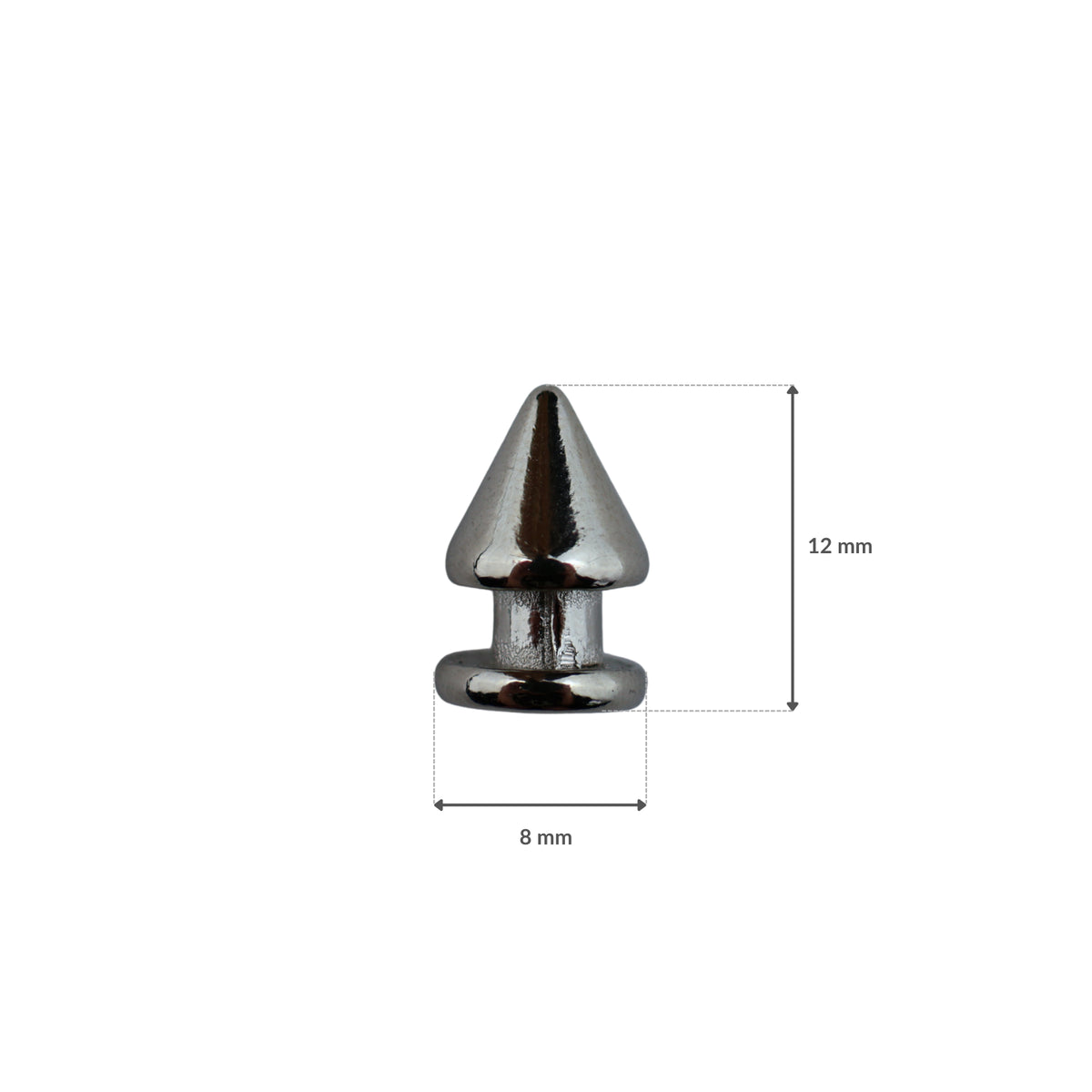 Metal cone studs - 8/12 mm nickel 1 pc.