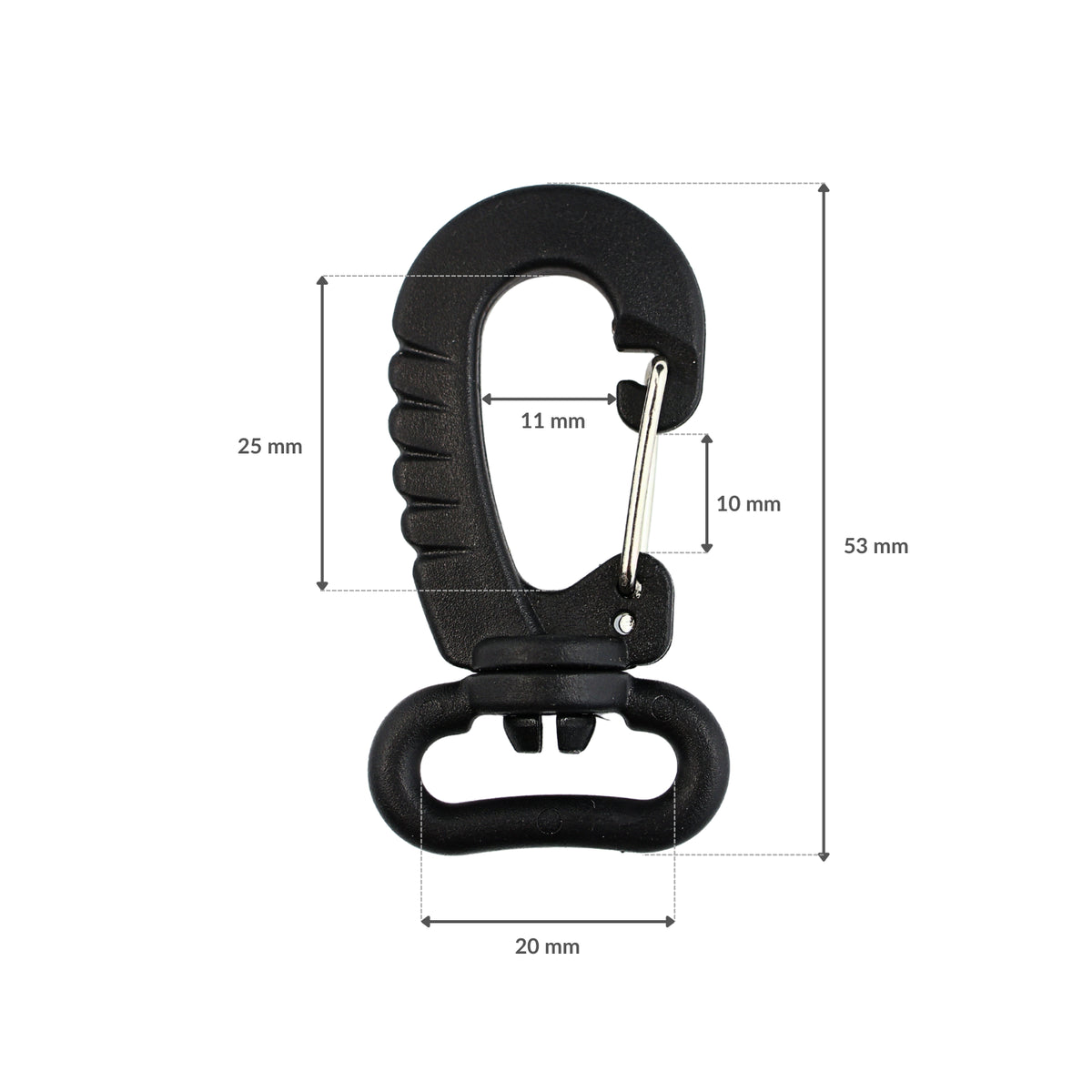 Plastic swivel snap hook - 20 mm black 1 pc.