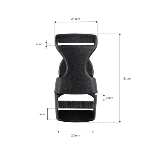 Klamra plastikowa - 20x51 mm czarna 1 szt.