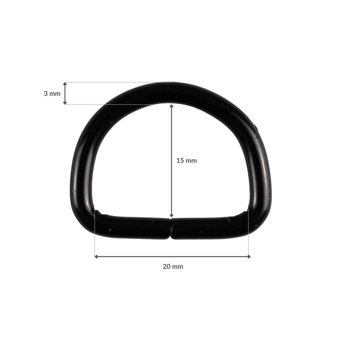 Metall-Halbring - 20/15/3 mm mattschwarz 1 Stk.