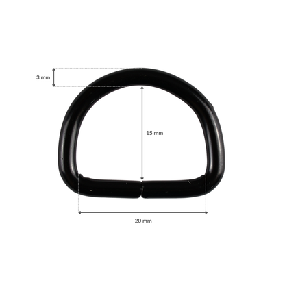 Metall-Halbring - 20/15/3 mm mattschwarz 1 Stk.