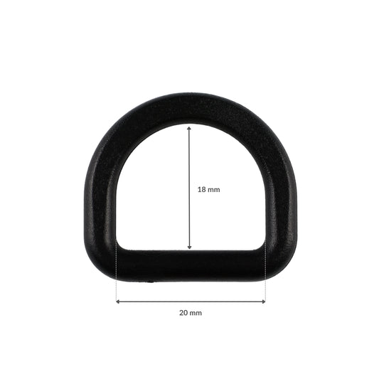 Półkole plastikowe - 20/18 mm czarne 1 szt.