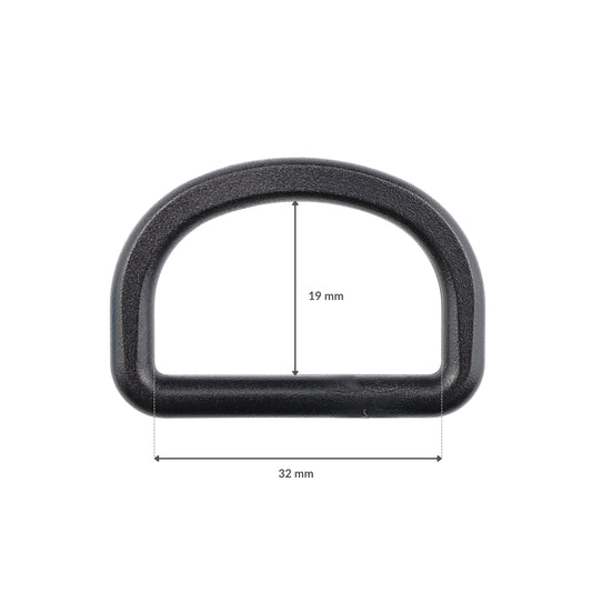 Półkole plastikowe - 32/19 mm czarne 1 szt.