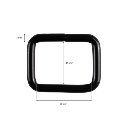 Ramka metalowa - 20/15/3 mm czarny mat 1 szt.