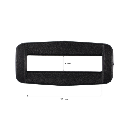 Kunststoff-Stegschnalle - 25/6 mm (a) schwarz 1 Stk.