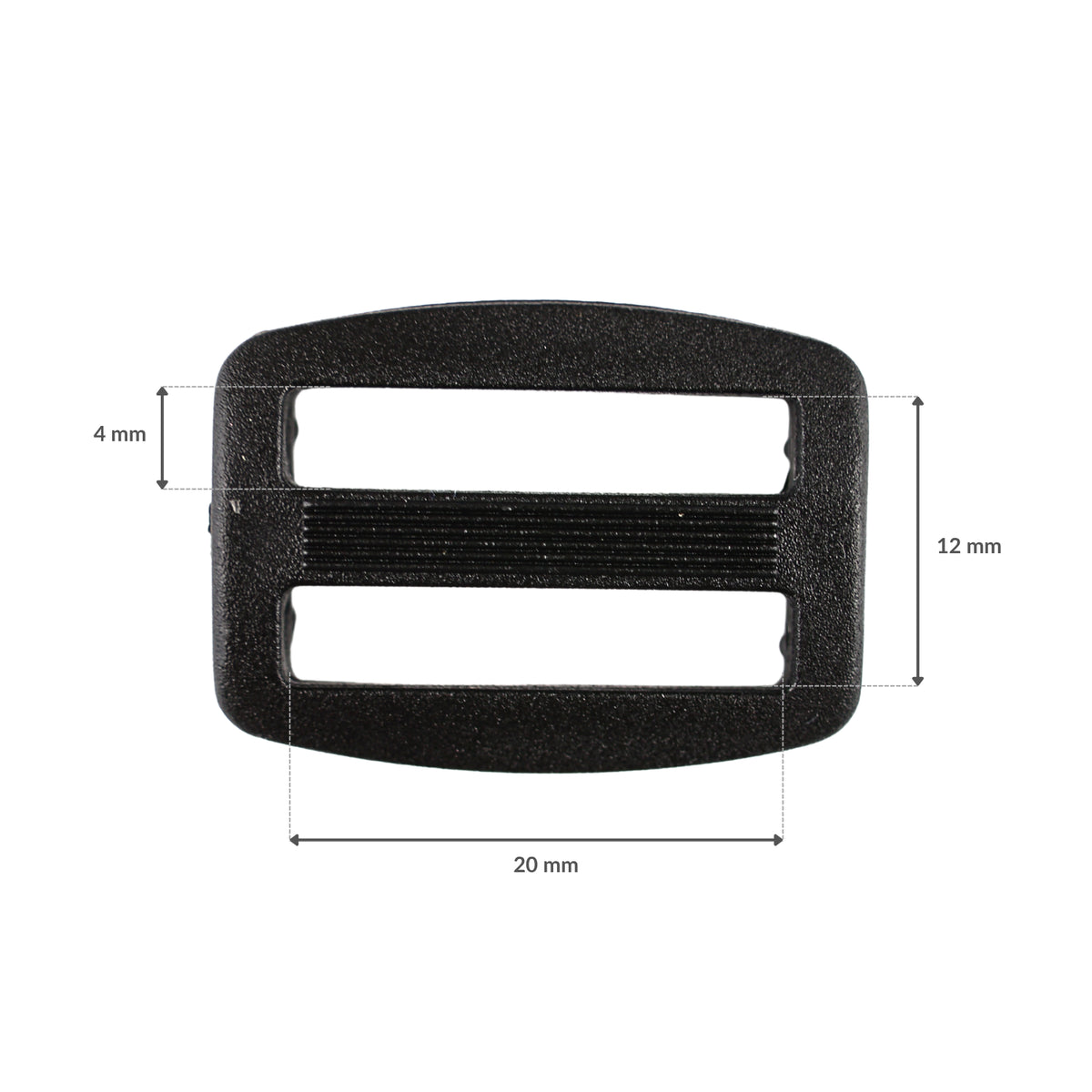 Plastic adjuster - 20/12 mm black 1 pc.