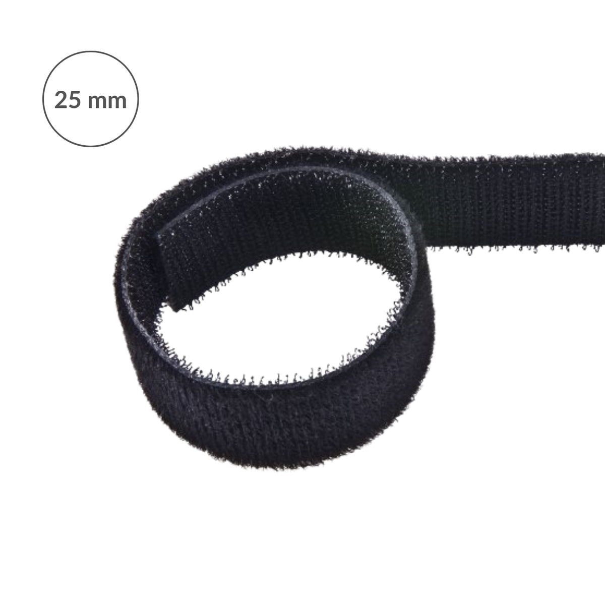 Klettband doppelseitig 25 mm/1 m Nylon schwarz