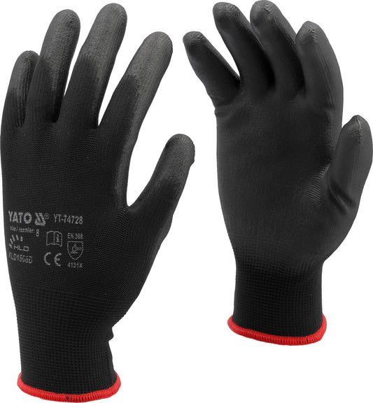 Yato Nylon/PU Arbeitshandschuhe - schwarz Größe 10