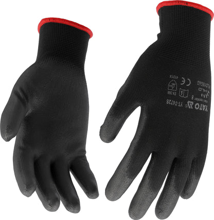 Rękawice robocze nylon/pu Yato - czarne rozmiar 9