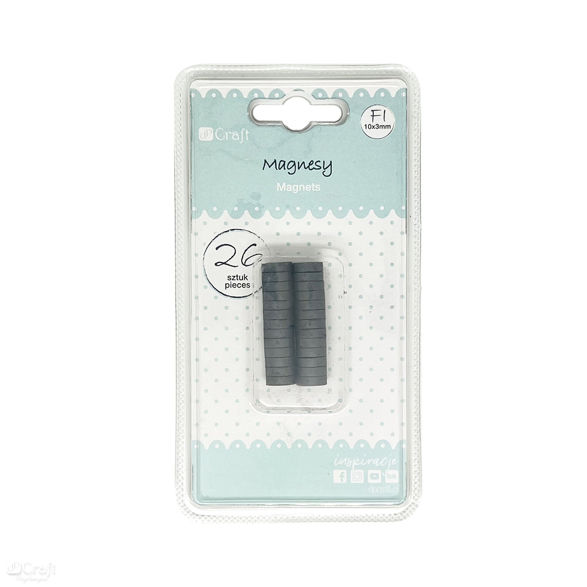 Magnesy DpCraft - Średnica 10 mm x 3 mm, 26 szt.