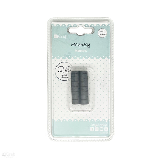 Magnesy DpCraft - Średnica 10 mm x 3 mm, 26 szt.