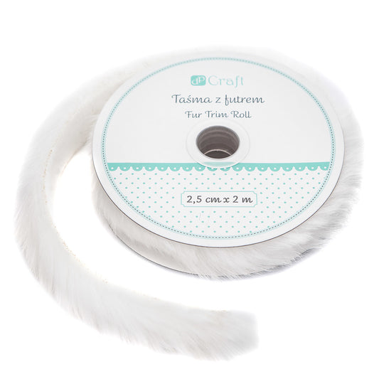 DpCraft faux fur trim - 2.5 cm/2 m white